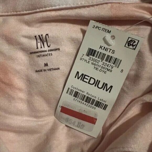 INC Women s Pink Tie-Dye Button Down Top Pajama Shirt Medium NWT - Picture 5 of 7